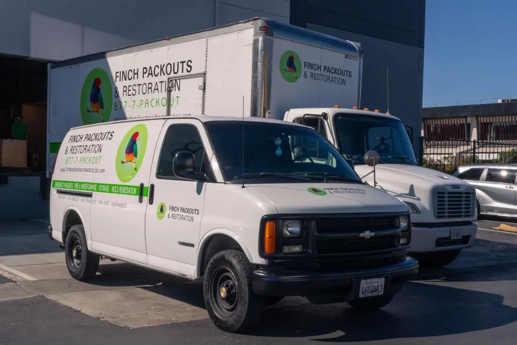 our team Packouts service vans parked at the facility